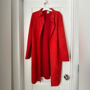 Red Zara Coat suede material. Size medium